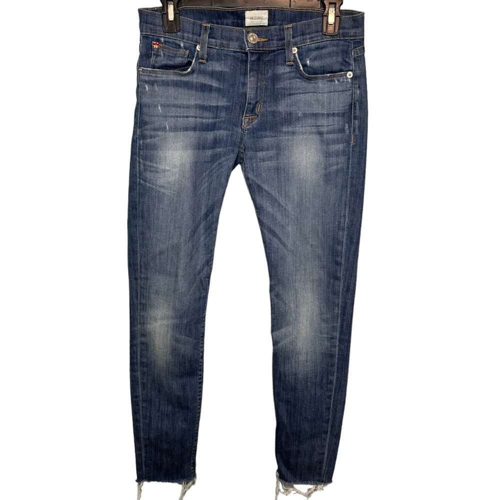 Hudson Krista Super Skinny Raw Hem Cropped Jeans. Distressed. Low Rise. Size 27